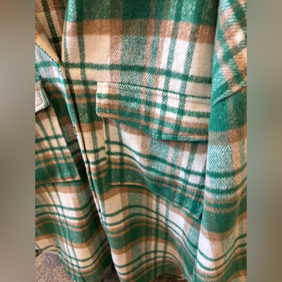 Vici Teal and Tan Plaid Shirt - Picture 4 of 5